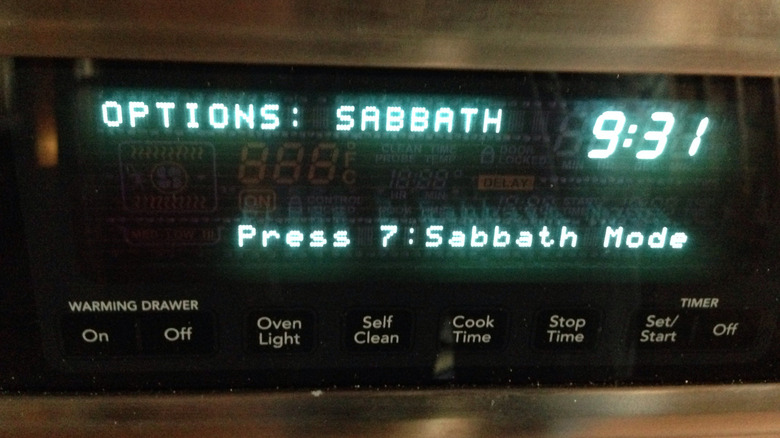 Sabbath mode in an appliance options menu