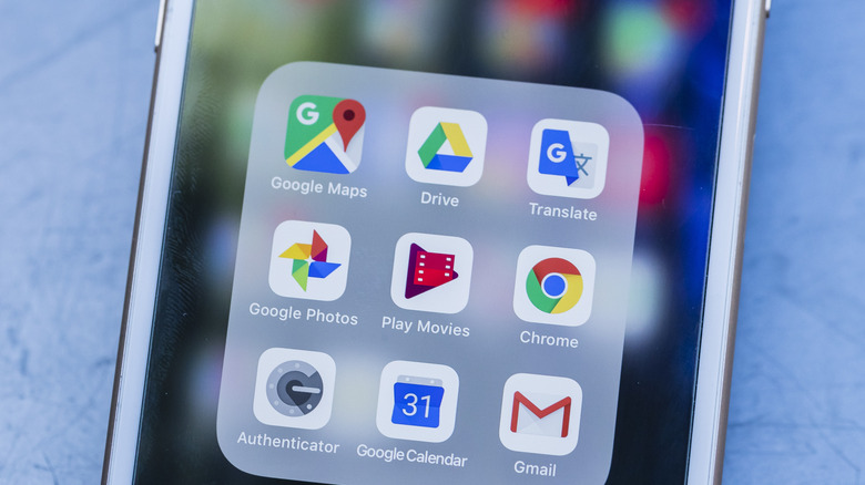 Different Google apps on screen