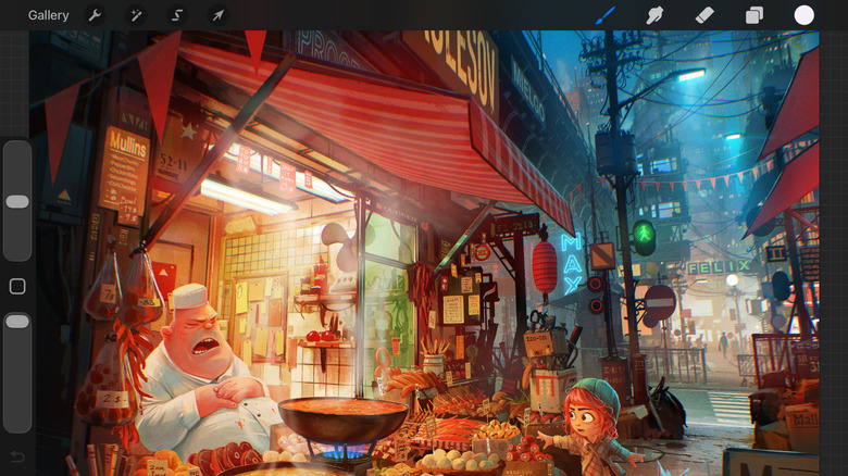 Procreate app with one of the demo images