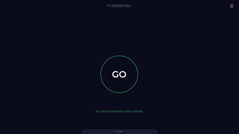 Speed test app on iPad with the Go Start button
