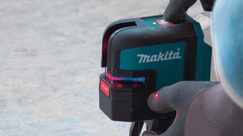 Close up of Makita red beam laser