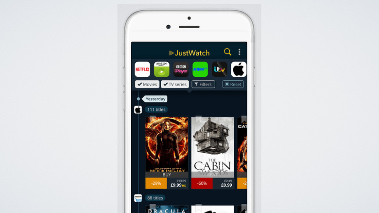 JustWatch app on iPhone