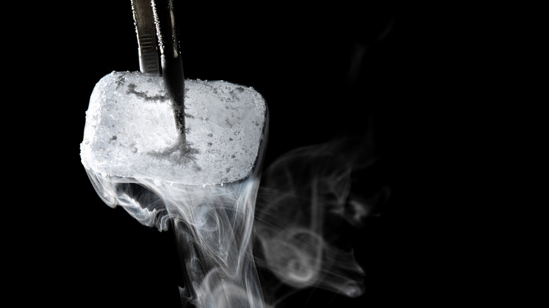 Dry ice black background