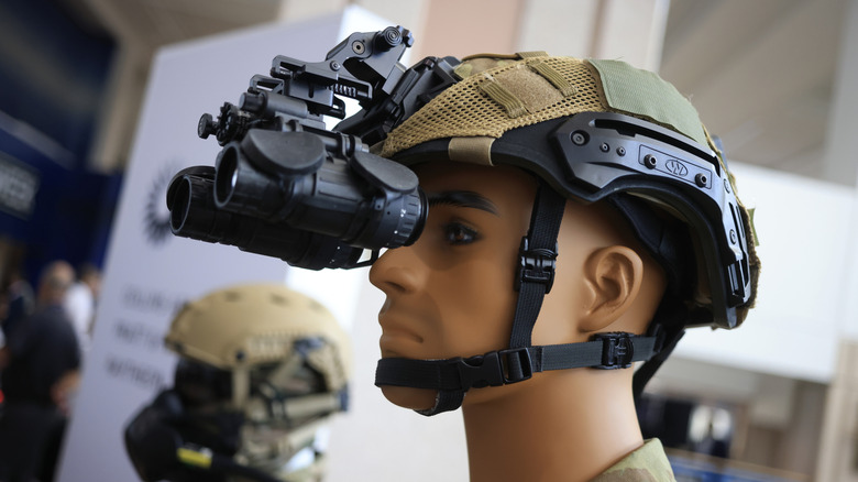 Dummy wearing military NVGs