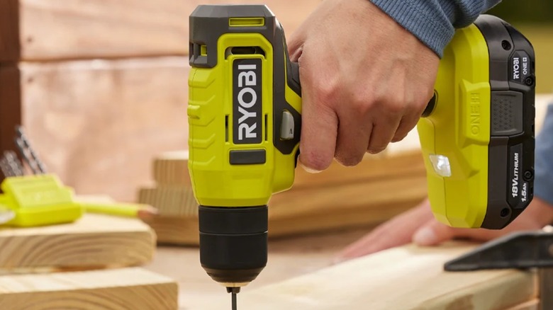 drilling with Ryobi drill