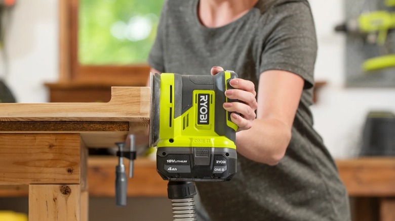 sanding with Ryobi random orbit sander
