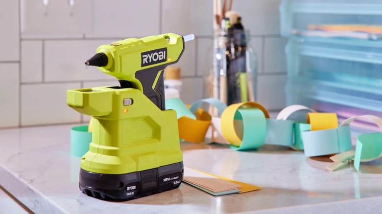 Ryobi glue gun on counter
