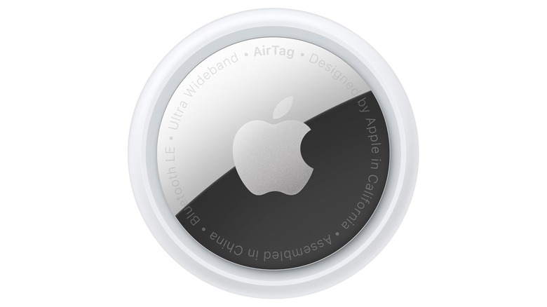 Silver button featuring the Apple logo