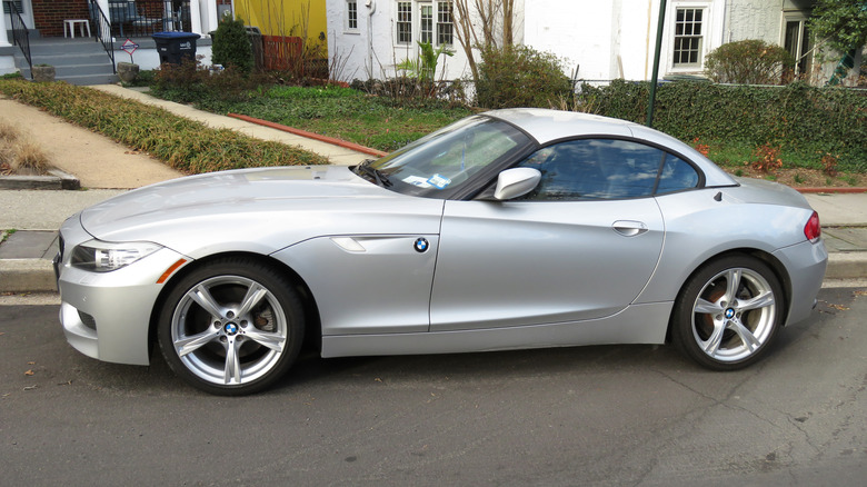A silver BMW Z4 coupe on the E89 Chassis, spotted parked in a Washington D.C. neighborhood
