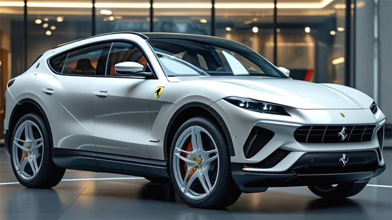 A white Elettrica siting comfortably in a glassed showroom