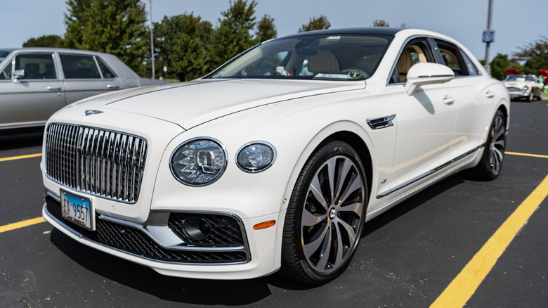 A Bentley Flying Spur parked.