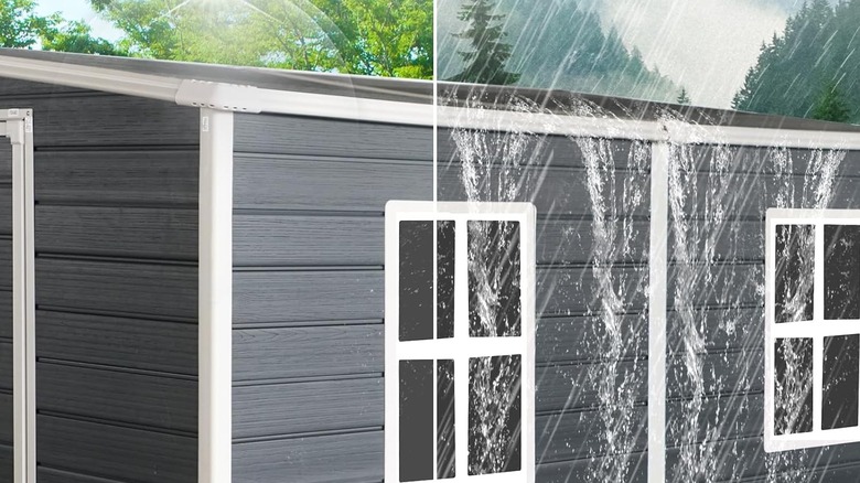 Aclulion shed showing sun and water on it