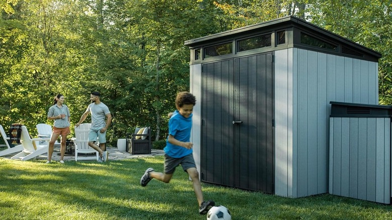 Keter shed in a yard