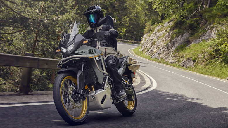 Honda XL750 Transalp on a mountain road