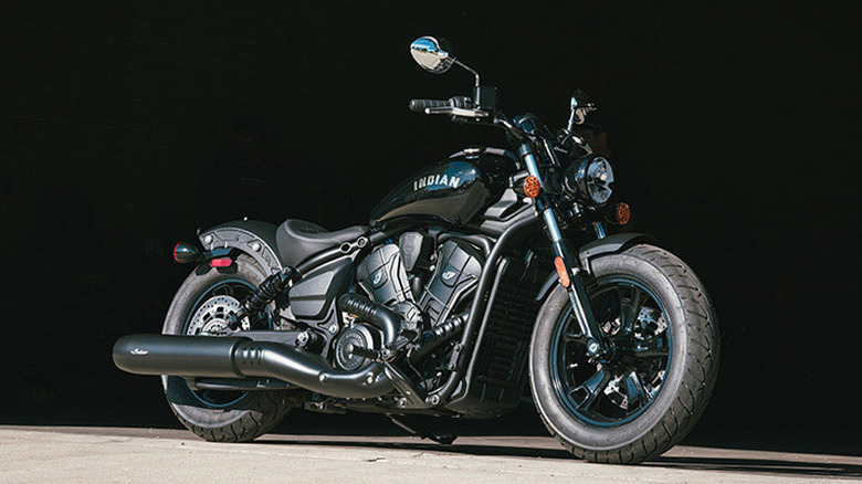 Black Indian Scout Sixty Bobber parked