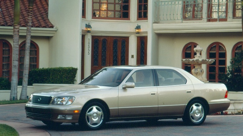 Cream car in a luxurious villa