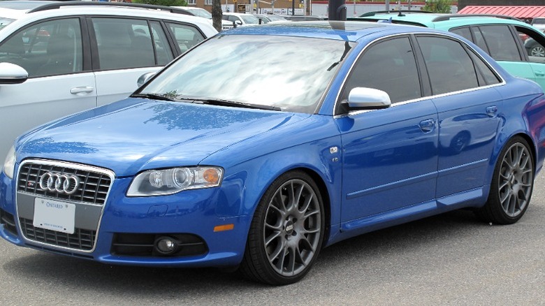 Blue Audi S4 parked in a parking lot