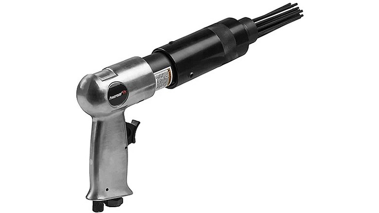 An air needle scaler gun against a white background.