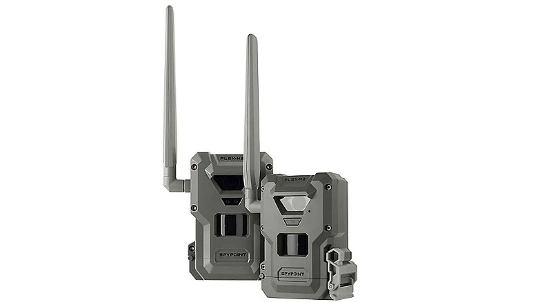 Two Spypoint trail cameras against a white background.