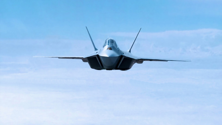 A KAAN military aircraft isolated against a blue sky in the background