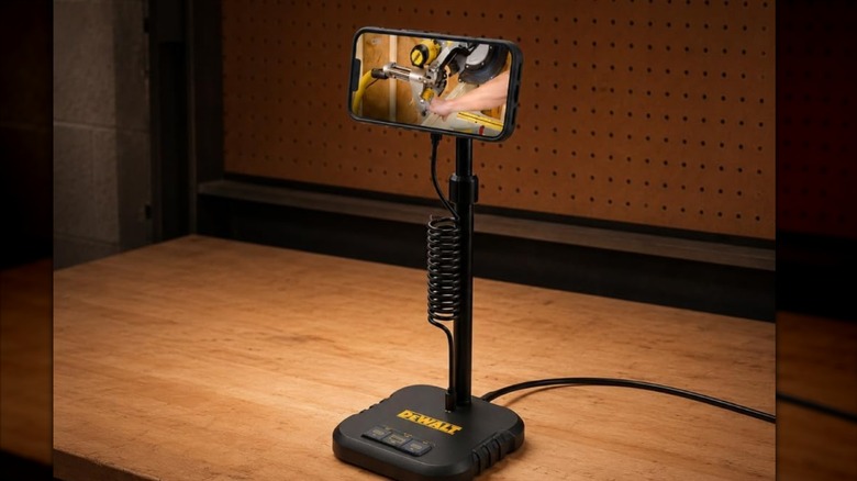 DeWalt Wireless Charging Stand with phone set up