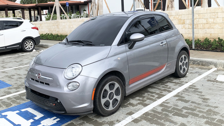 Fiat 500e parked and charging