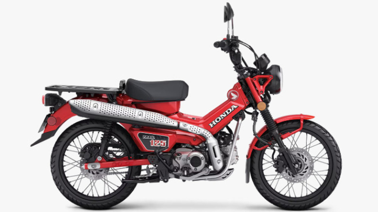 Honda Trail 125 in red on display