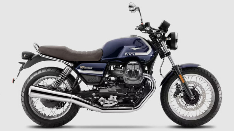 Moto Guzzi V7 Special in blue on display