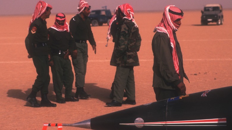 Jordanian soldiers guard Thrust SSC