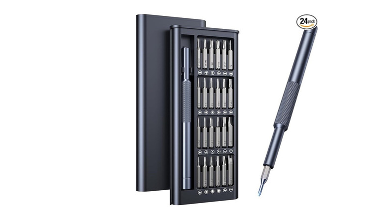 Small precision screwdriver set on white background