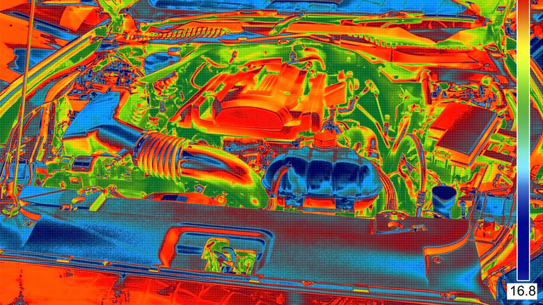 Thermal image of car engine