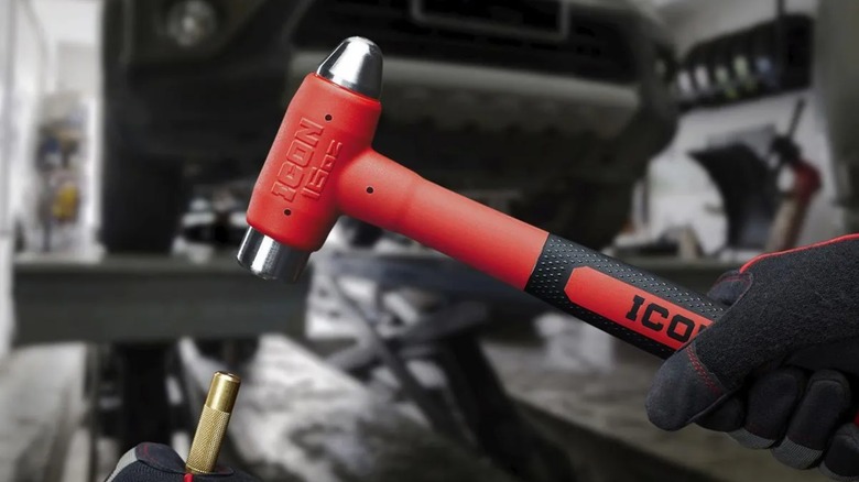 Using an Icon ball peen blow hammer on a socket.
