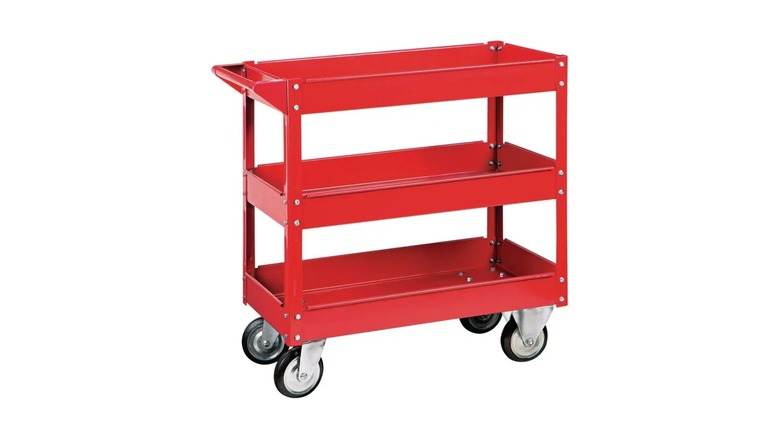 U.S. General 30x16 Inch 3-Shelf Steel Service Cart