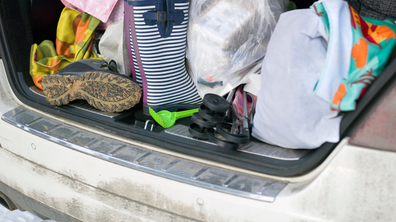 Messy car trunk