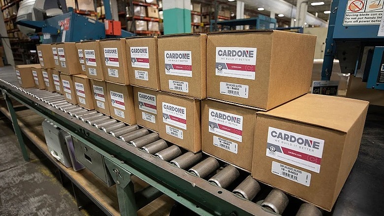Cardone products boxed and packed in a manufacturing facility.
