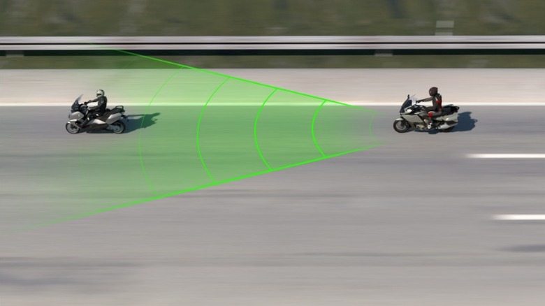 A motorcycle with adaptive cruise control