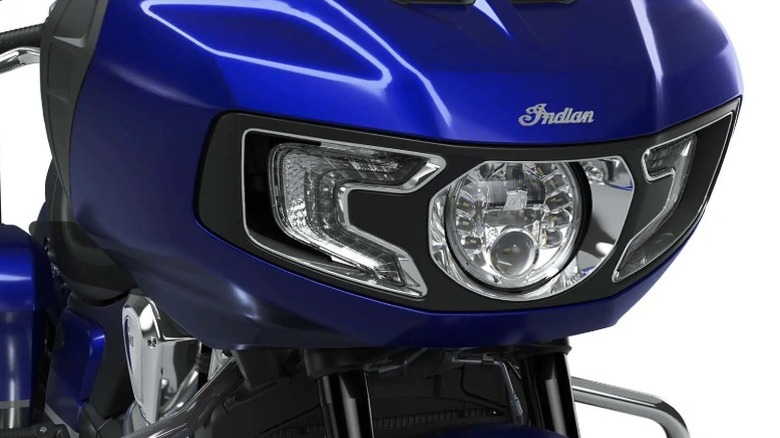 An Indian motorcycle with adaptive headlights