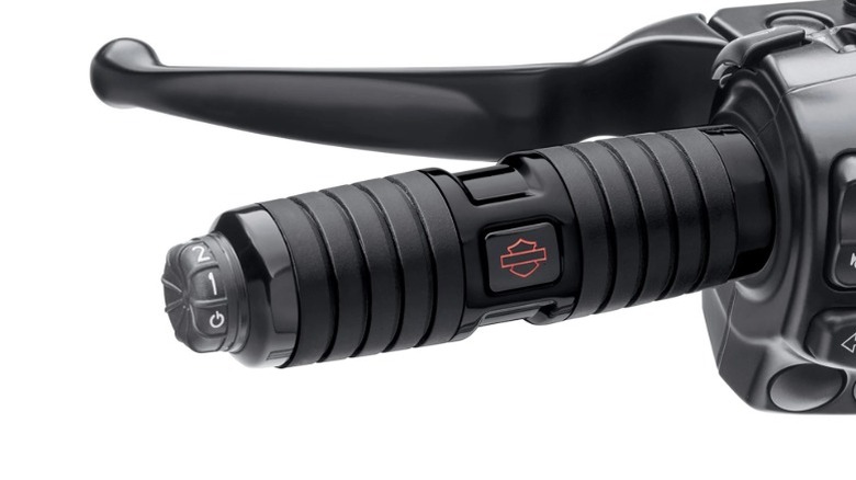 A Kahuna heated grip on a motorcycle