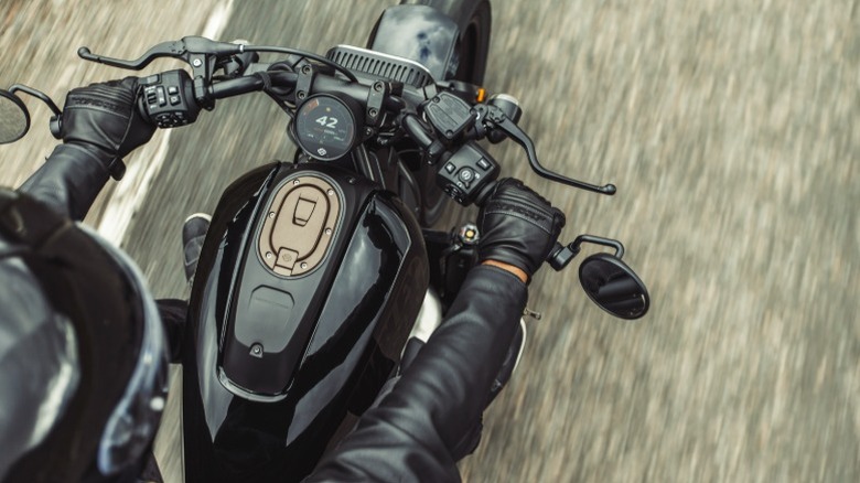Close up of a Harley-Davidson motorcycle handlebar