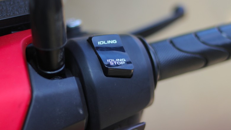 close up of a motorcycle's idling system