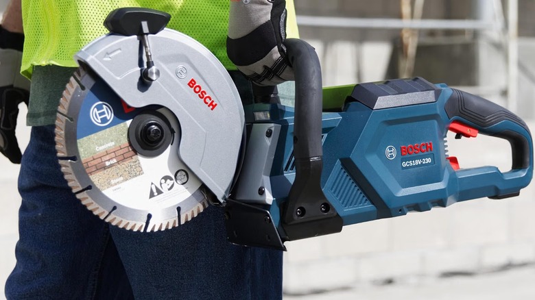 carrying Bosch cut off saw