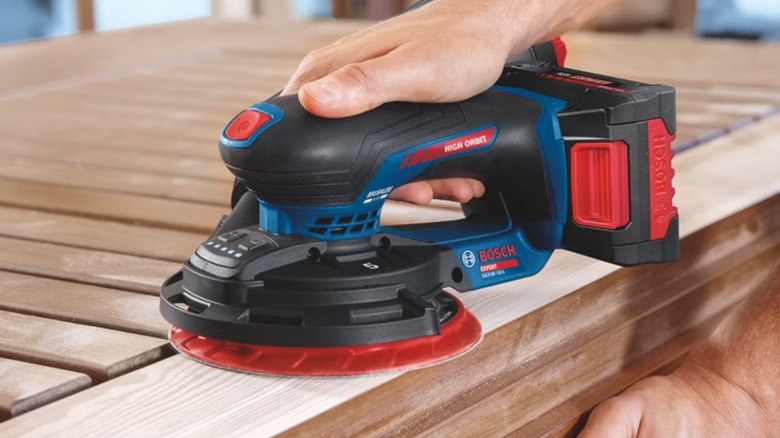 sanding with Bosch expert sander