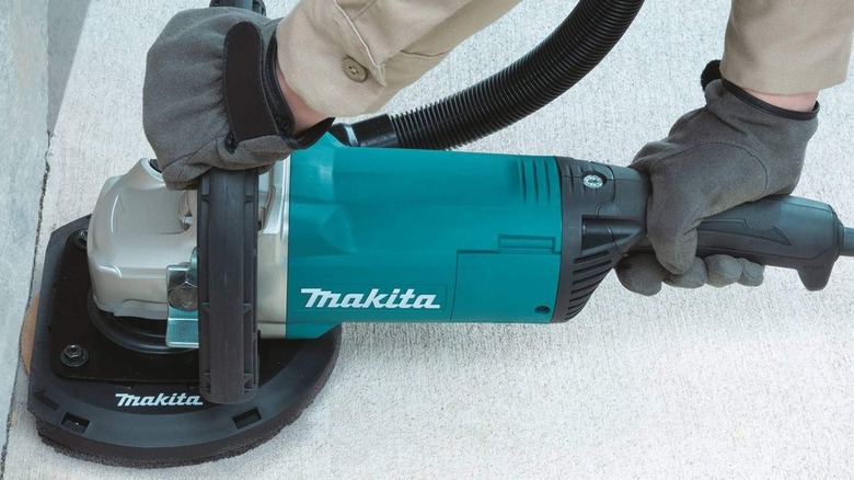 using a Makita concrete planer