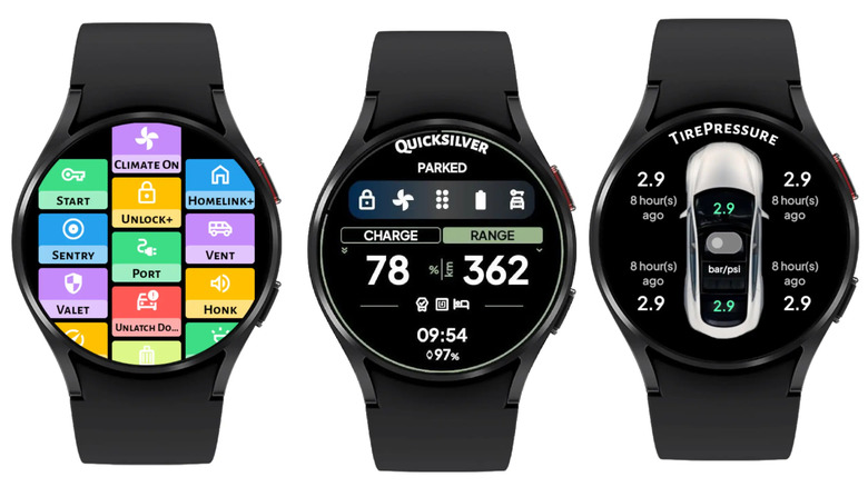 The DRIVE Electric for Tesla dashboard being shown here on a Galaxy watch running wearOS