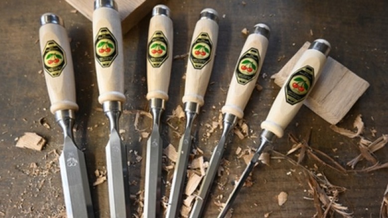 A Set of chisels with cherries on the handles