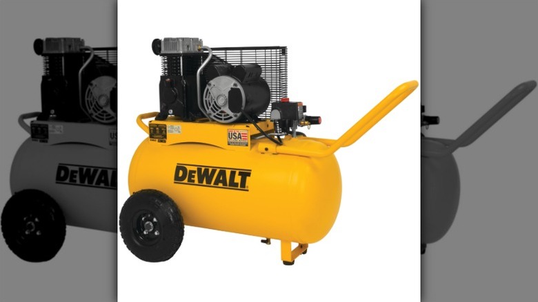 The Oil-Lubed Belt Drive Portable Horizontal Electric Air Compressor against a white background.