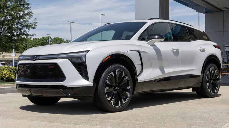 A white Chevrolet Blazer EV, parked