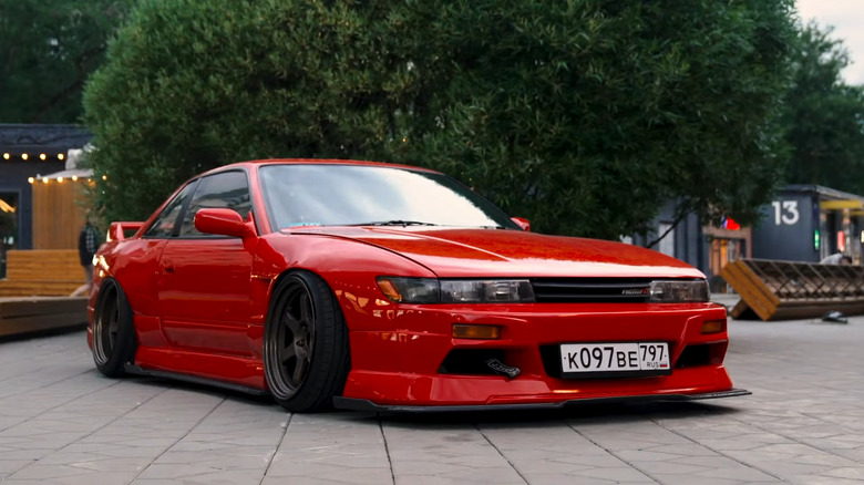 Nissan Silvia Coupe S13 tuned and lowered front 3/4 view