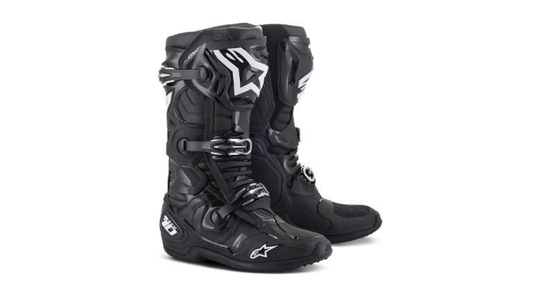 Black boots with a star logo toward the top