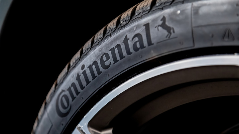 A closeup shot of a Continental tire
